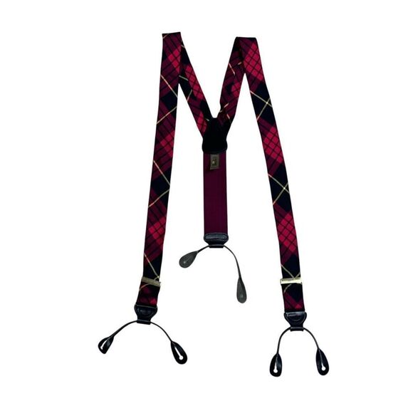 UNIQUE Men Trafalgar plaid print Formal End Braces ONE SIZE Suspenders Plaid Si - Picture 1 of 6
